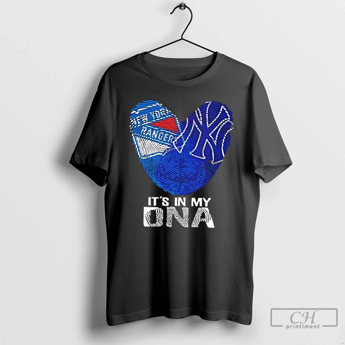 New York City Sports Rangers X Yankees My Dna Fingerprint Heart