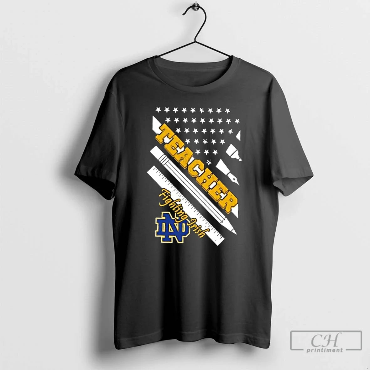 Notre Dame Fighting Irish X Teacher American Flag