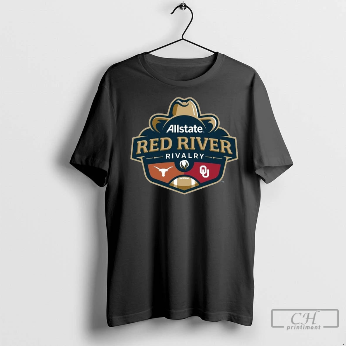 Premium Oklahoma Sooners Vs Texas Longhorns Ncaa Allstate Red River Rivalry October 11 2025 Logo