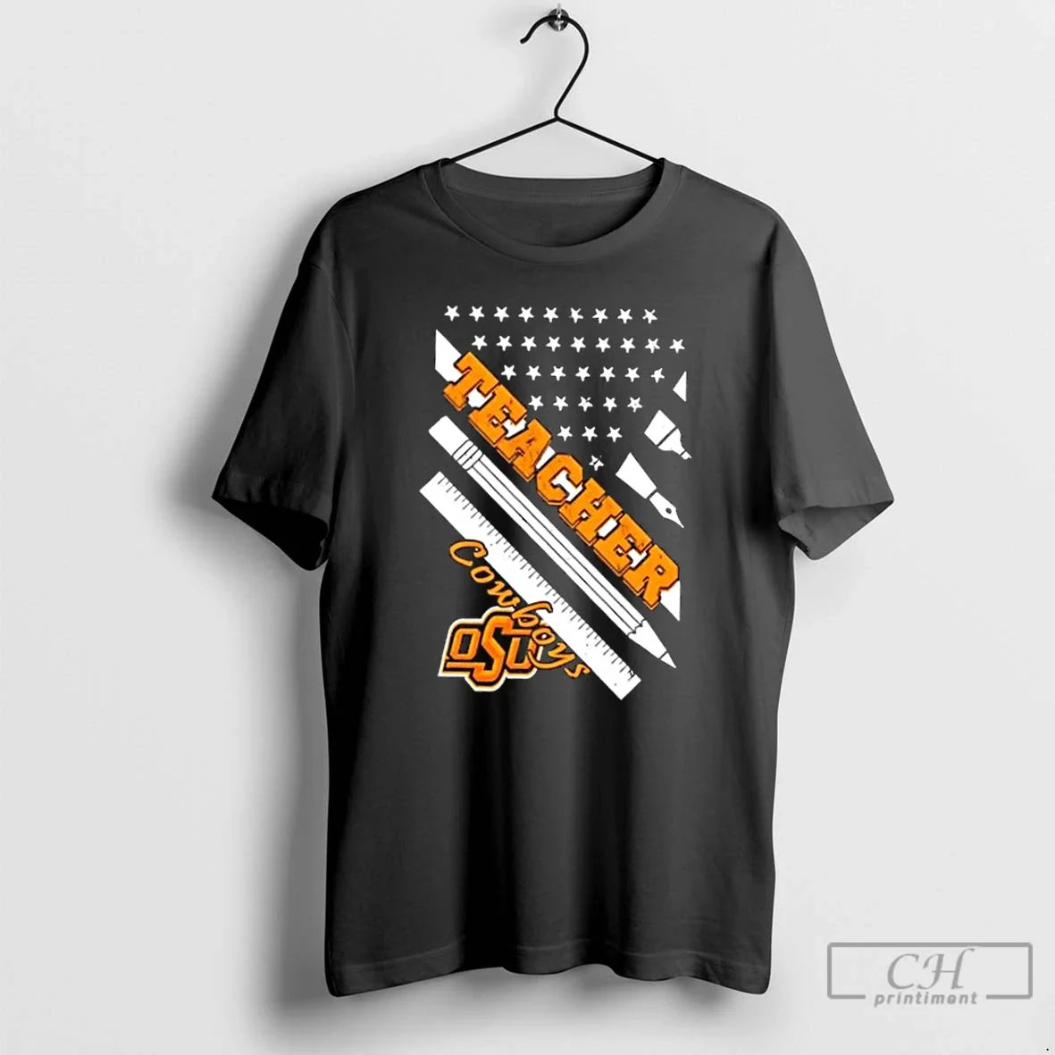 Oklahoma State Cowboys X Teacher American Flag