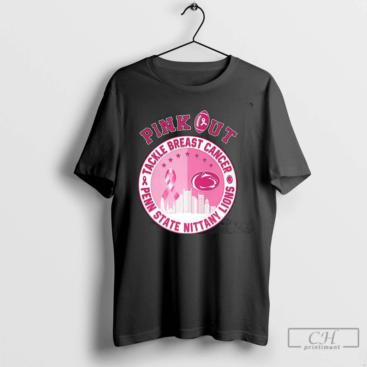 Premium Pink Out Tackle Breast Cancer Awareness Penn State Nittany Lions Football Logo Pink Ribbon