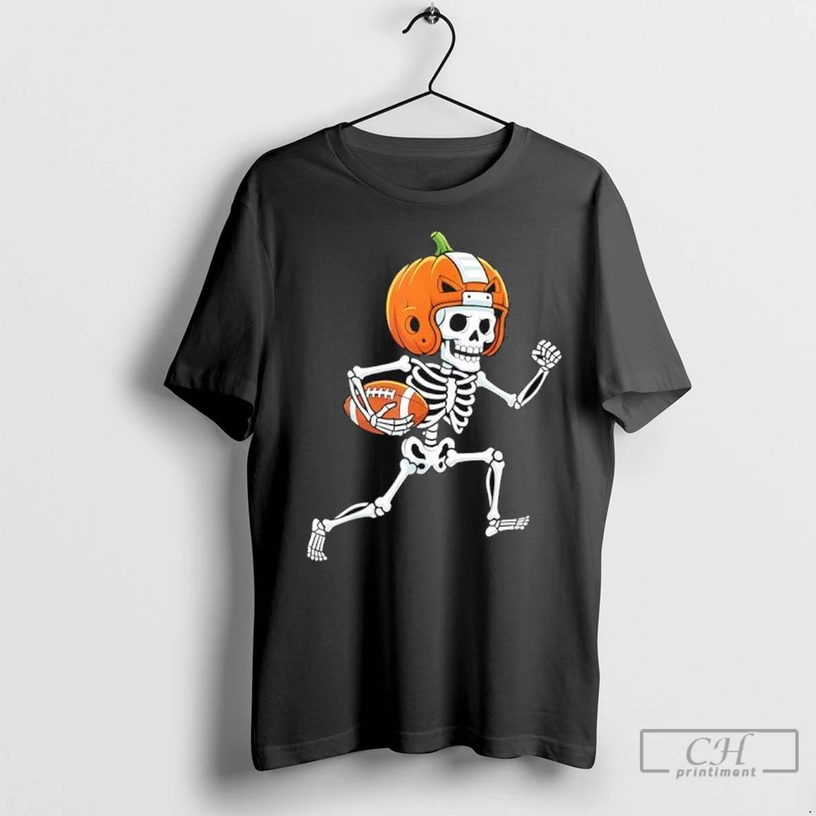 Premium Skeleton American Football Player Spooky Sports T Shirts