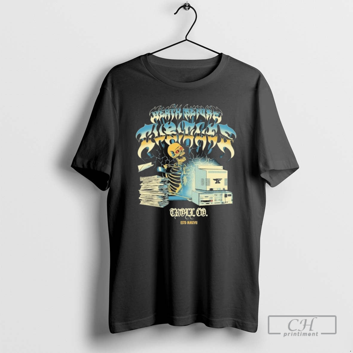 Premium Troll Co Death Before Cubicles Cpu Skeleton Shirt Sweater