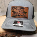 Proud Blue Collar American Hat Richardson 112 Leather Patch Hat FlexFit FlatBill Trucker Hat Hats Dad Hats