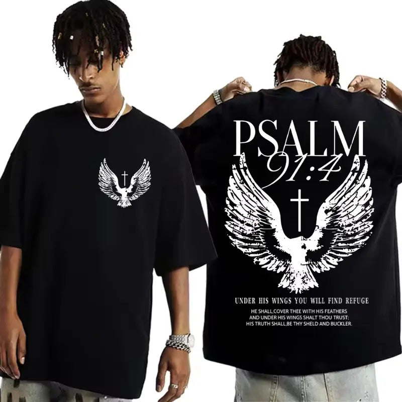 Psalm 91 Double Side Christian Shirt Jesus Shirt Faith Shirt Bible Verse Clothes Daily