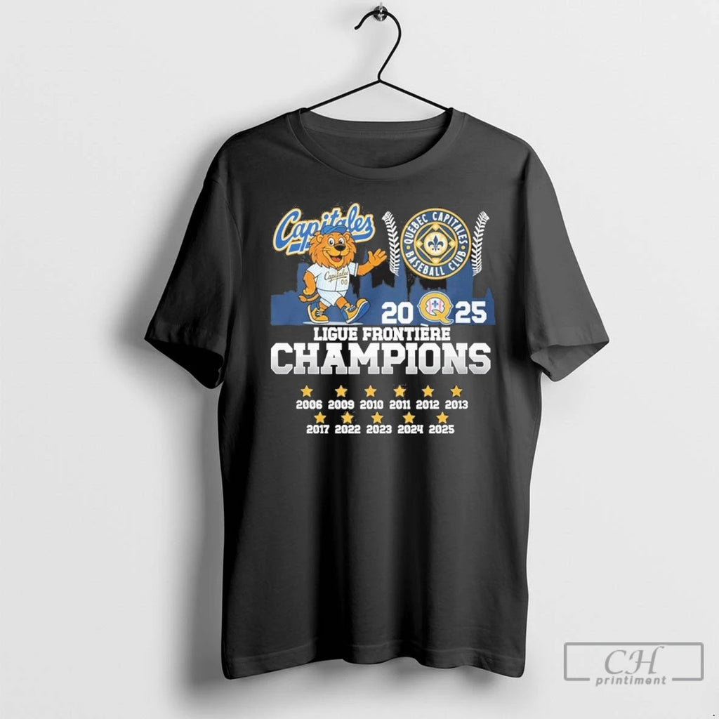 Quebec Capitales Baseball 2025 Ligue Frontiere Champions T Shirts