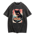 " Washed WB Shield Lightsaber Brand Shirt WB Shield WB Shield Black Cat Eating Ramen Gunpla Brand Japanese Typography Enhanced WB Shield Distressed Washed Finish"