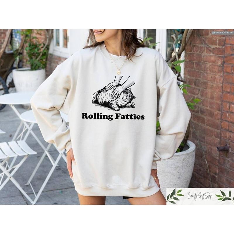 Rolling Fatties Fat Cat Cute Funny Cat Kitty Kitten Lovers Shirt Unhinged Global Trending Outfits