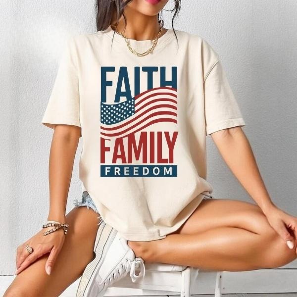 [SALE UP 60%] 4th July Memorial Day USA Flag Faith Family Freedom Shirt God Country Christian Patriot