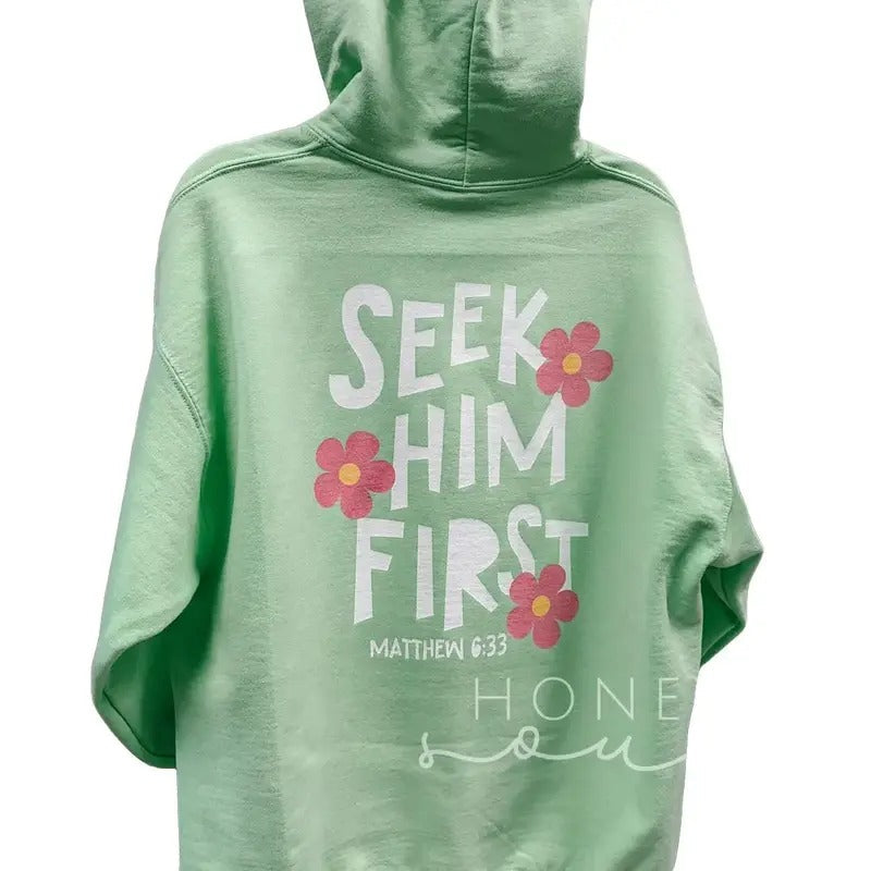 Seek Him First Bible Verse Christian Faith Based Christian Cotton Menswear Polyester Tops