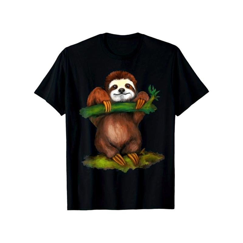 Sloths Print Cotton Outdoor Clothes Casual Short Sleeve Crew Neck Made Usastyle{N002}19