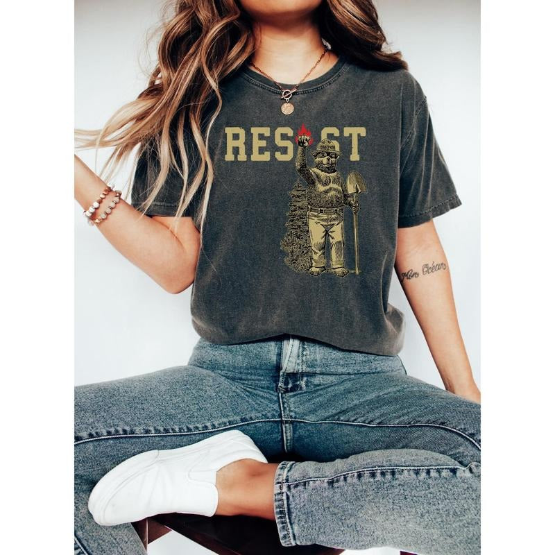 Smokey Bear Resist Shirt Environmental Activism National Park Shirt Protect Our National Parks Shirt Parks Over Profit Granola Girl