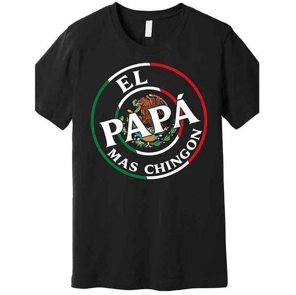 Soft & Comfy El Papa Mas Chingon Funny Mexican Dad Funny Short Sleeve Black