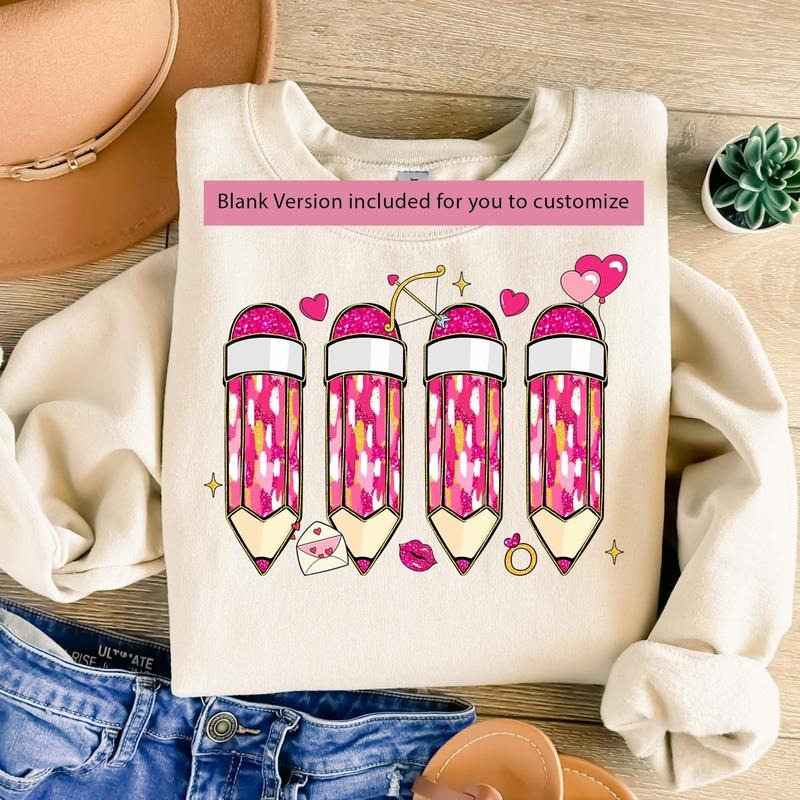 Teacher Valentine Pencil Brushstroke Valentine Teacher Custom Name Teacher Glitter Teacher Teacher Heart