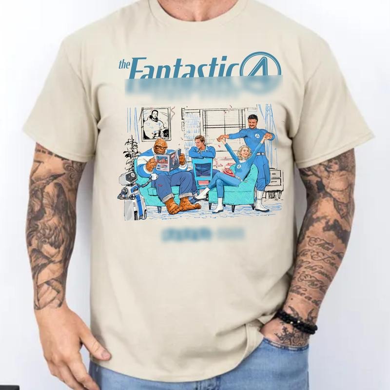 Fant@Stic F4 First S.Teps Shirt 4 Reed Richards Pedro Pascal Invisible Woman Human Torch Thing M@Rvelous Superheroes Movie Lovers