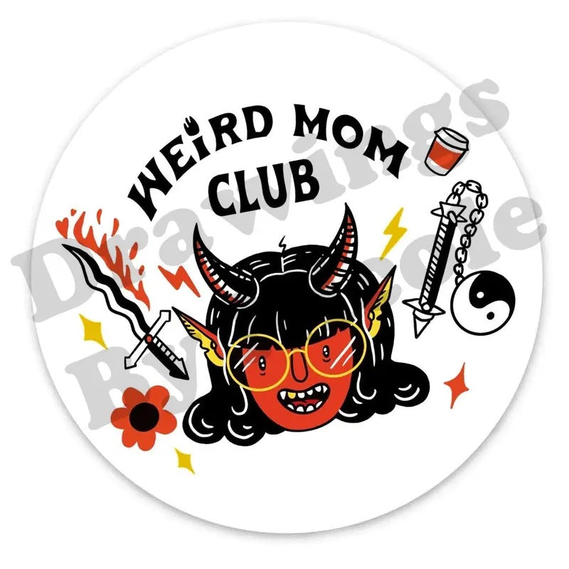 Weird Mom Club Demon Girl Gamer Sticker 3x3 Inches