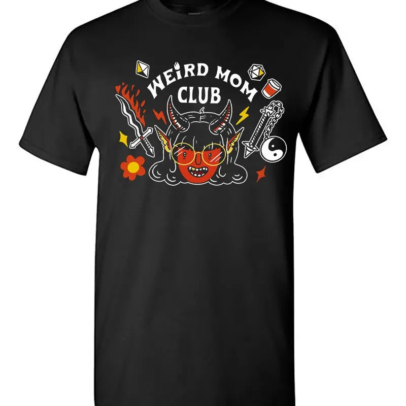 Weird Mom Club Demon Hellfire Gaming Girl Black Shirt