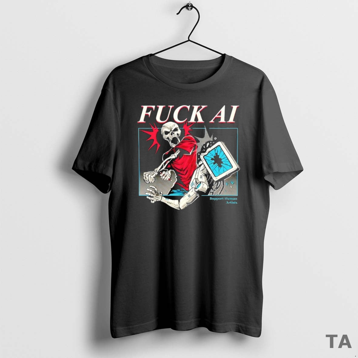 Top Fuck Ai Support Human Artists T Shirt Sweater