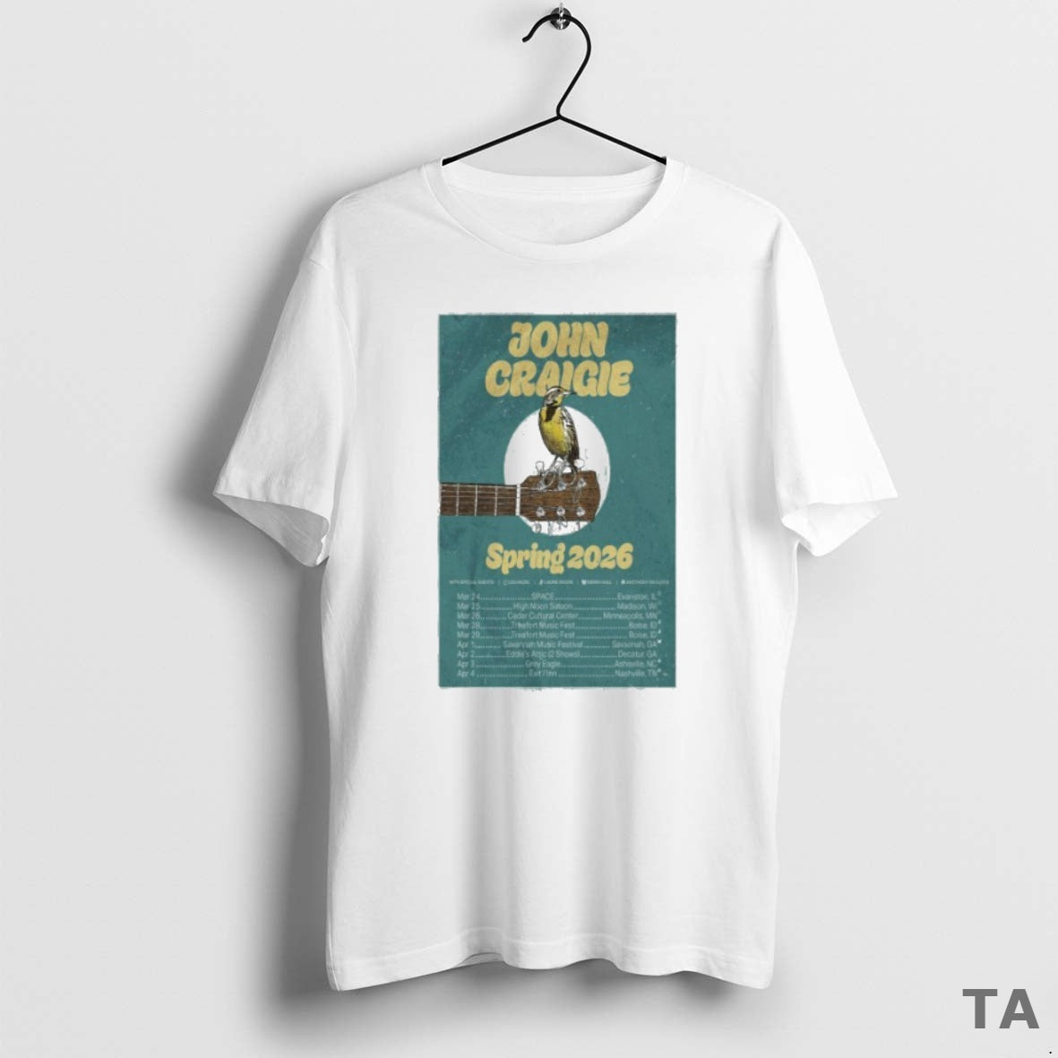 Top John Craigie Tour Spring 2026 T Shirt Sweater