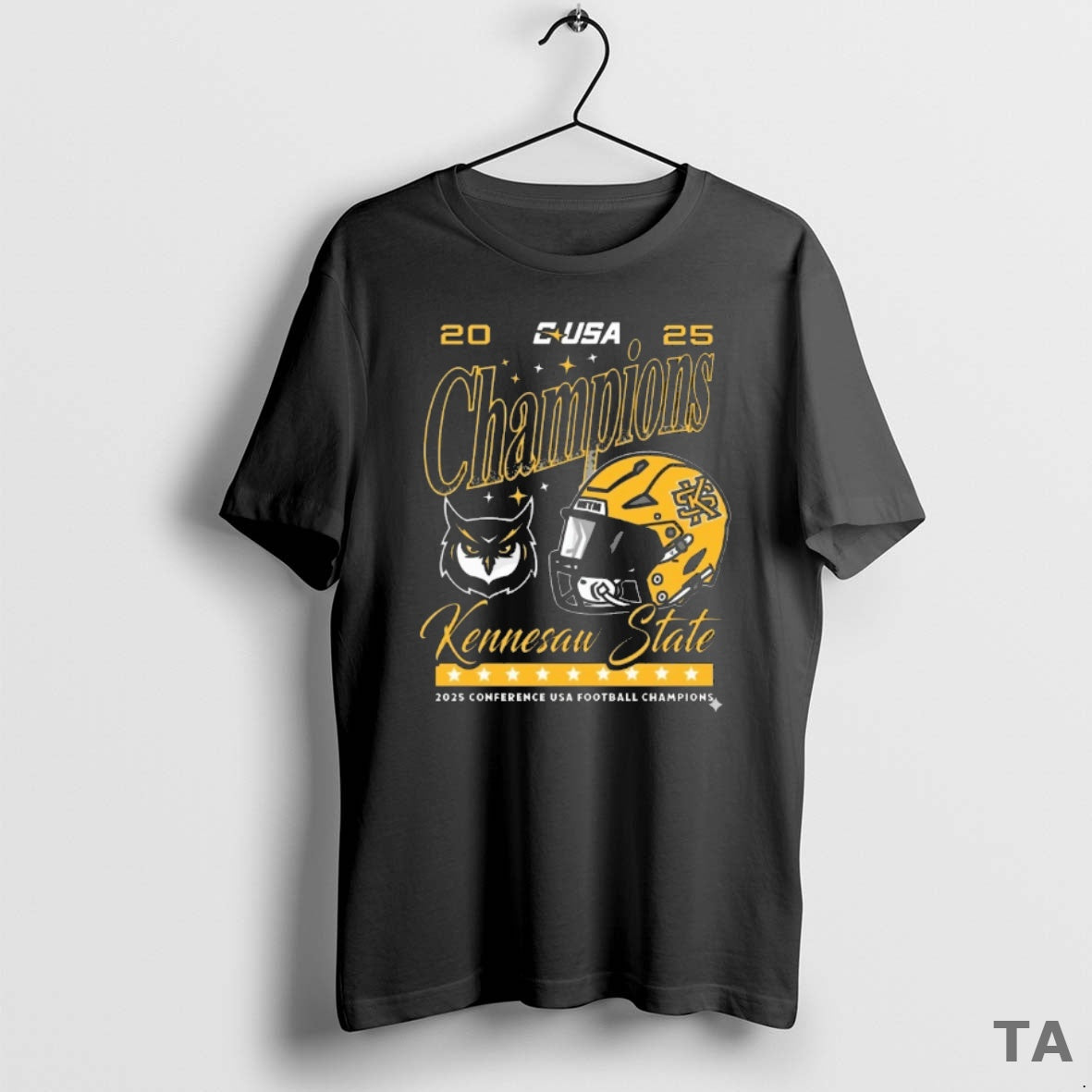 Top Ksu Kennesaw State Owls 2025 Conference Usa Football Champs Helmet T Shirt Sweater