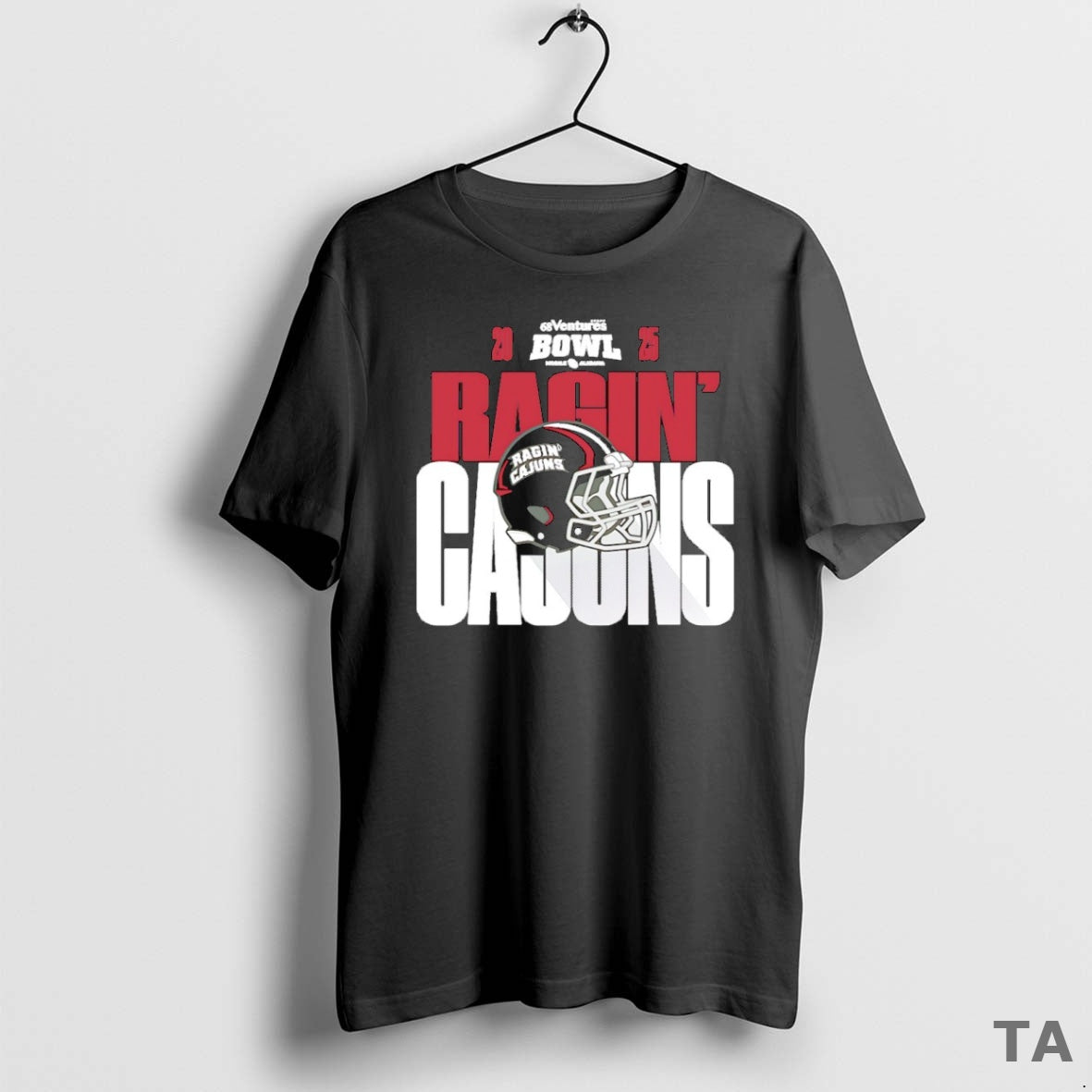 Top Louisiana Ragin Cajuns 2025 68 Ventures Bowl Helmet T Shirt Sweater