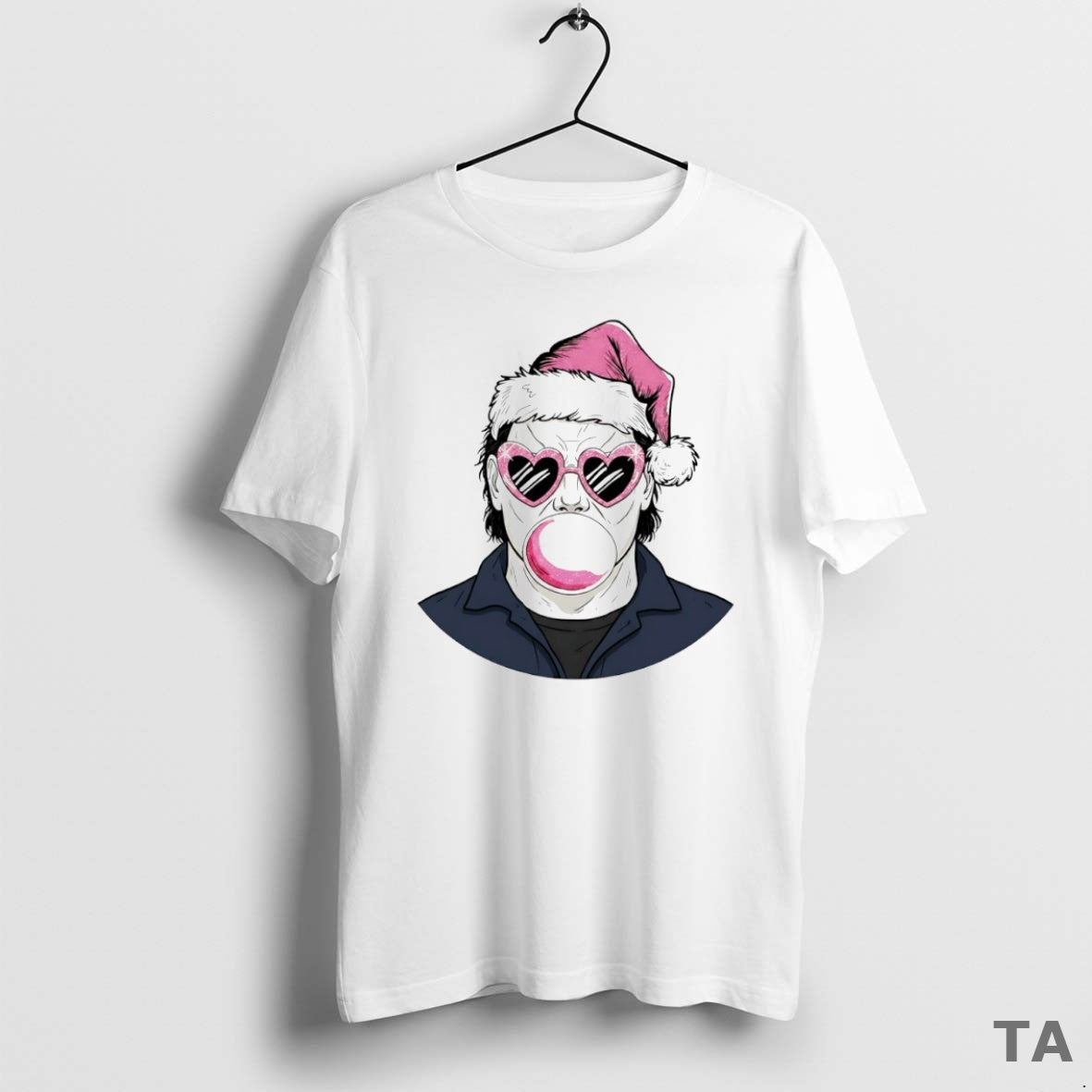 Top Merry Christmas Michael Myers Bubble Gum Circle T Shirt Sweater