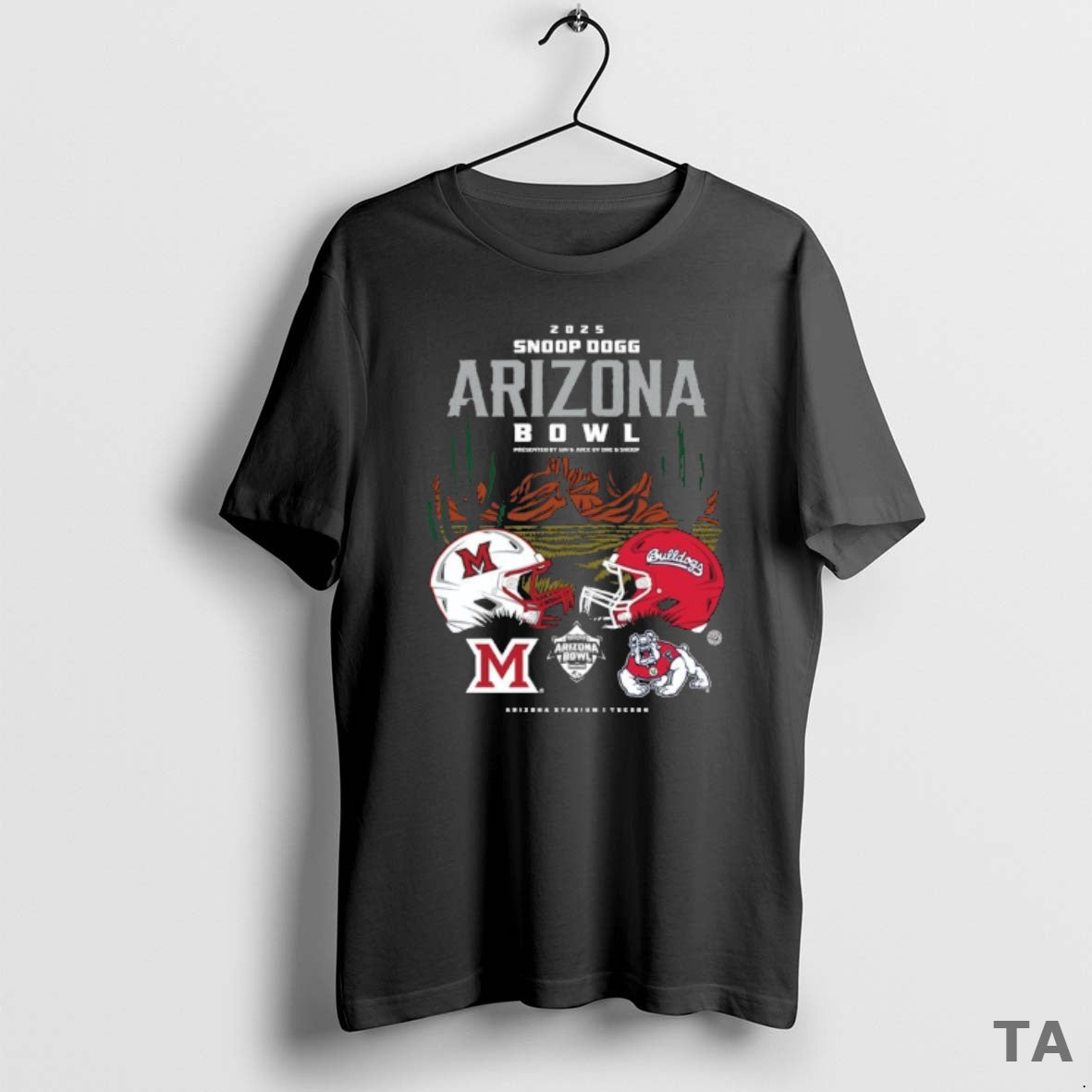 Top Miami Redhawks Vs Fresno State Bulldogs 2025 Arizona Bowl Dueling Helmet T Shirt Sweater
