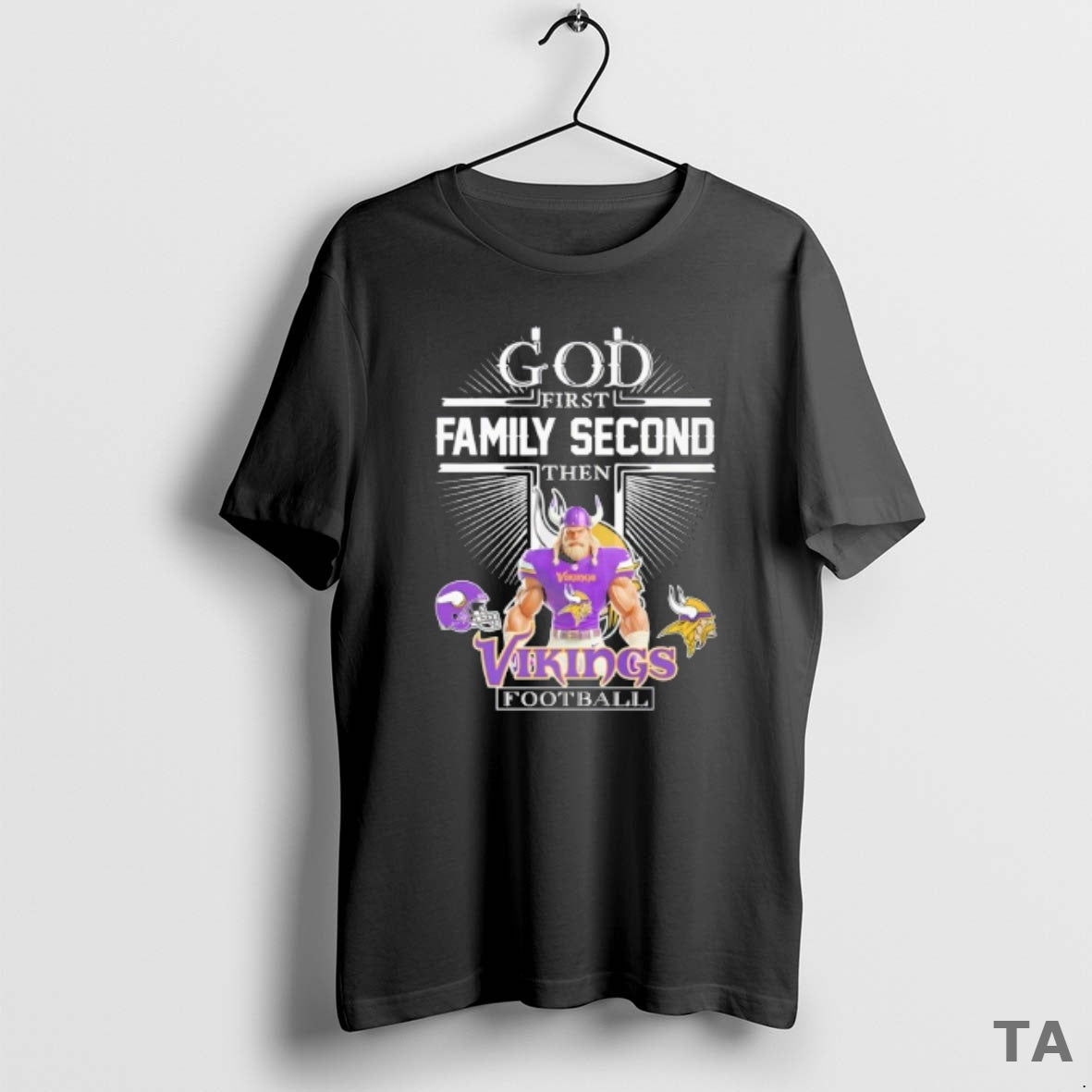 Top Minnesota Vikings Football God First Family Second Then T Shirt Sweater