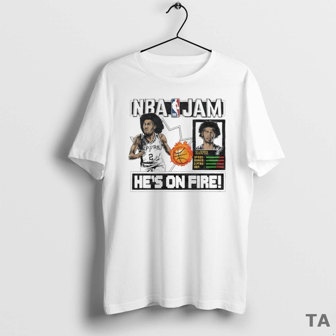 Top Nba Jam San Antonio Spurs Dylan Harper Hes On Fire Circle T Shirt Sweater