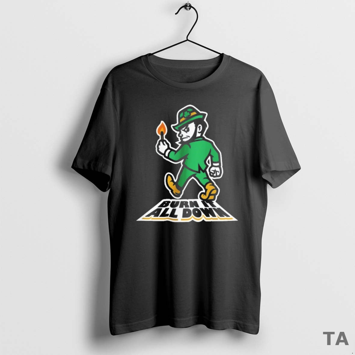 Top Notre Dame Fighting Irish Burn It All Down Mascot T Shirt Sweater