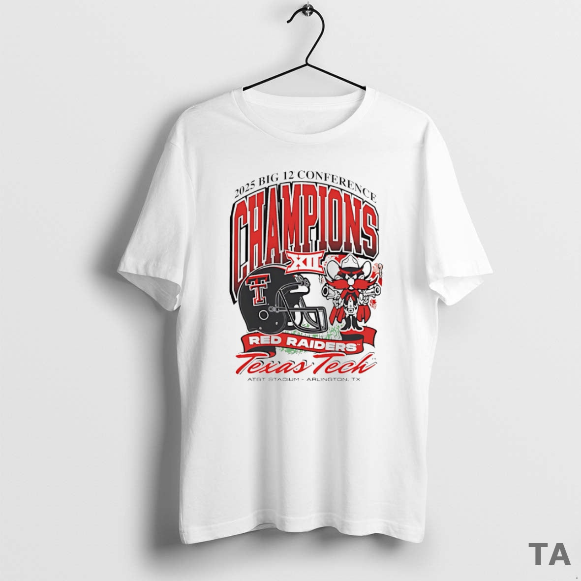 Top Red Raiders 2025 Big 12 Football Champions Mascot T Shirt Sweater