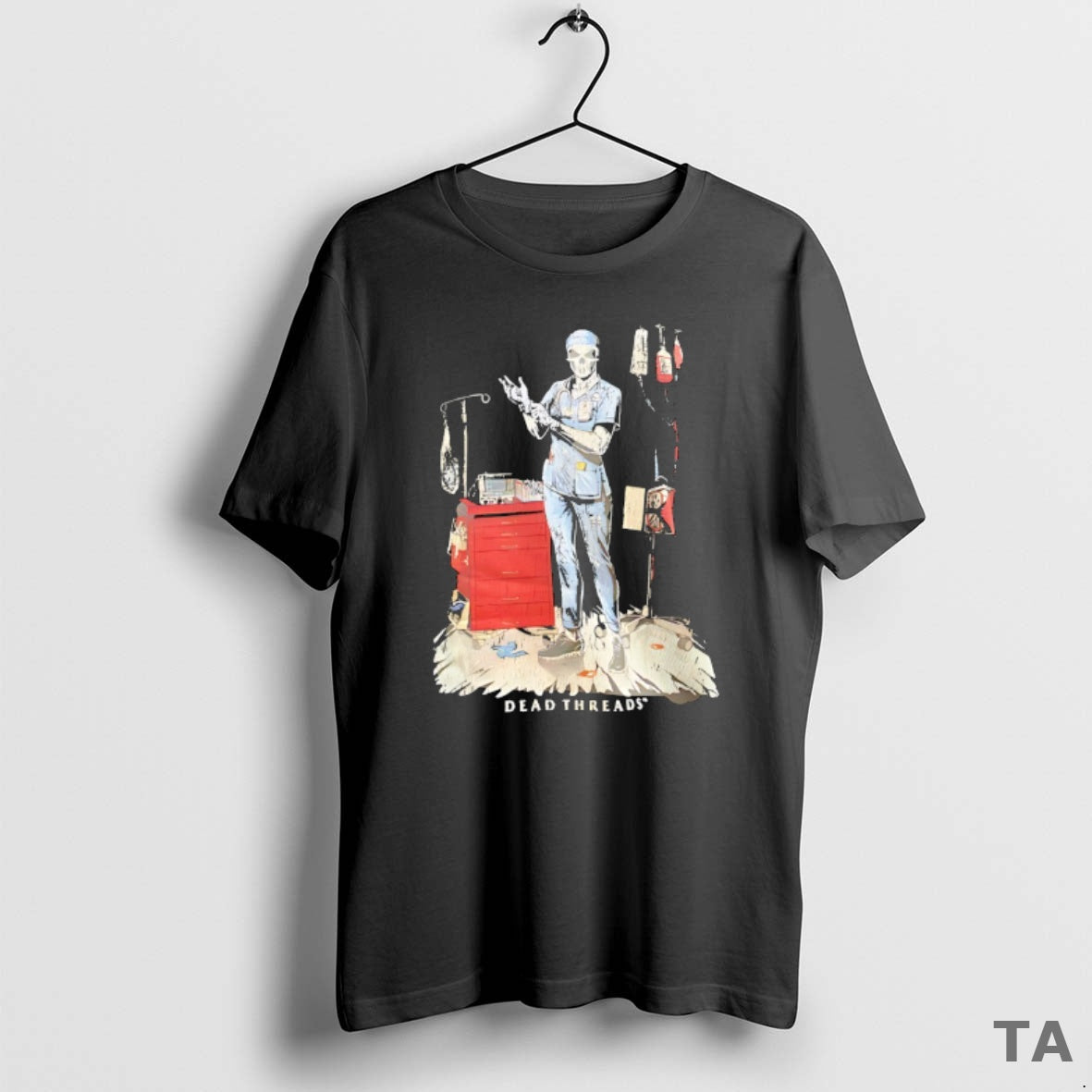 Top Skeleton Nurse Put On Gloves Dead Threads T Shirt Sweater