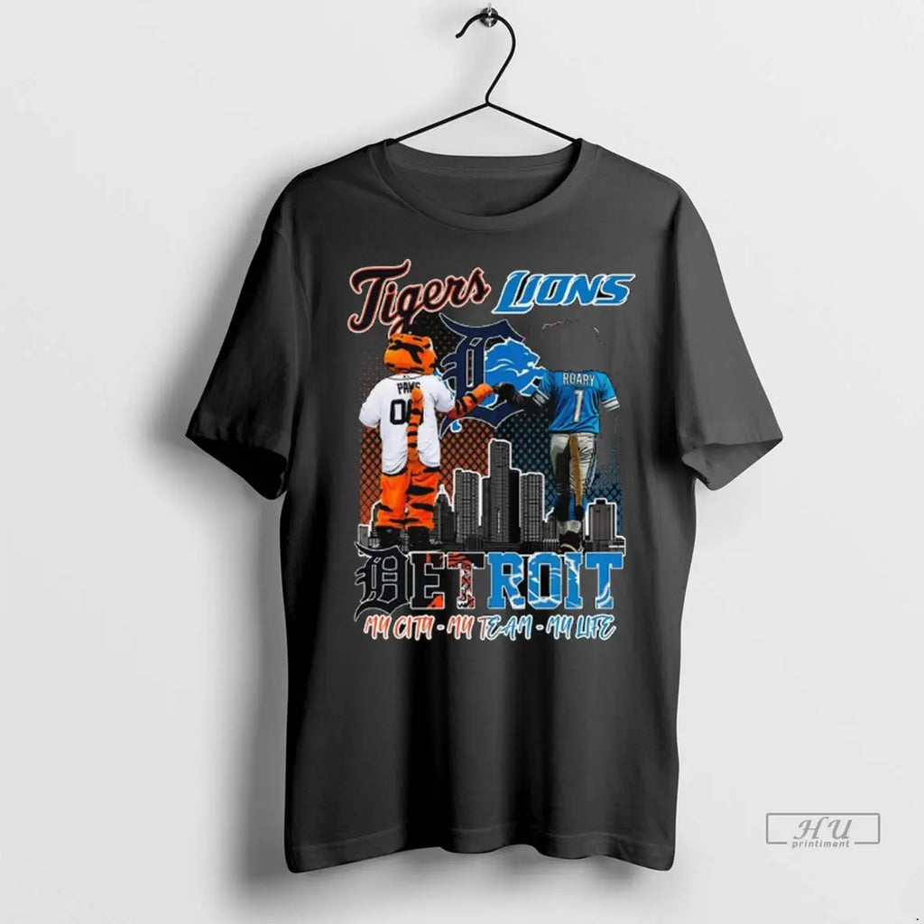 Trending Detroit Tigers And Detroit Lions My City My Team My Life Mascot Long Sleve