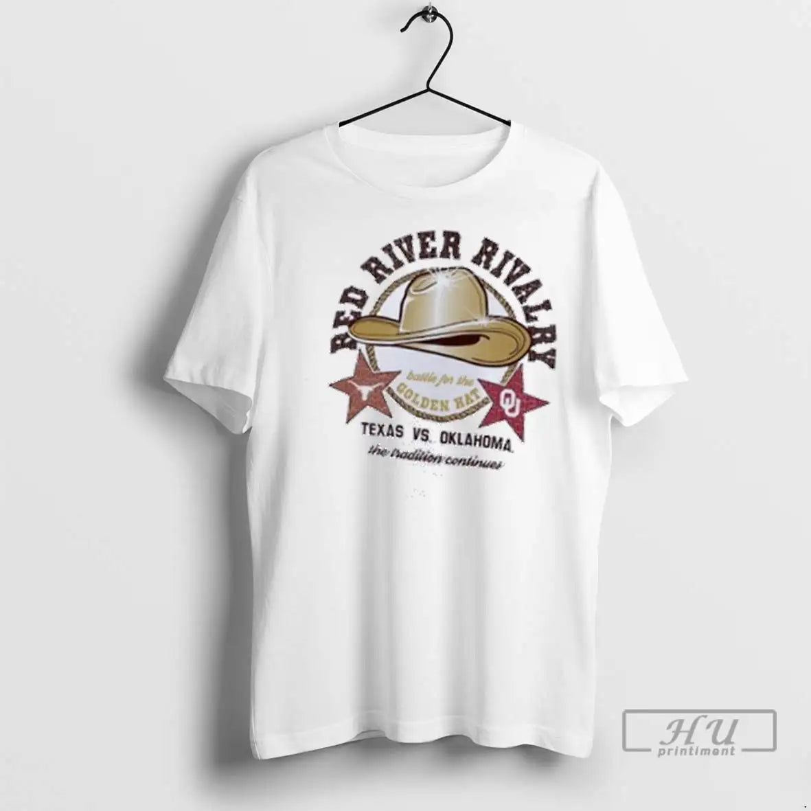 Trending Texas Longhorns Vs Oklahoma Sooners Red River Rivalry Golden Hat Match Up T Shirts