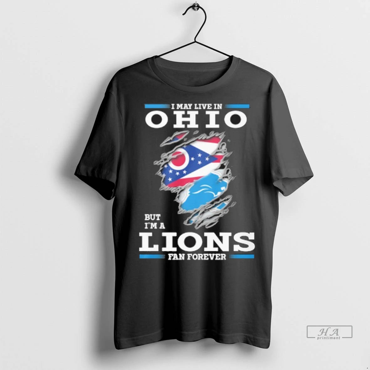 Trendy Official I May Live In Ohio But Im A Detroit Lions Fan Forever Tshirts
