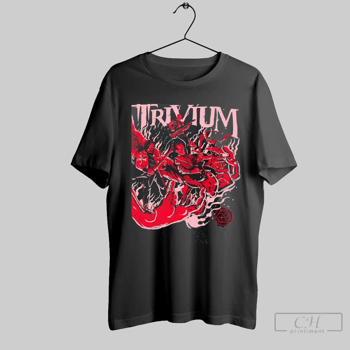 Trivium Heavy Metal Band Playing On Stage With Flames Dark Demon Hands Vintage Classic Mens