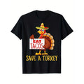 Turkey Eat Tacos Vegan Funny Thanksgiving Dinner Halloween Thanksgiving Friends Family S XXXL Black Made Usa