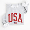 USA Flag Red America Patriotic 4th July Crew Neck