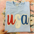 USA Sequin Patch Light Blue Comfort Colors 4th July Patriotic