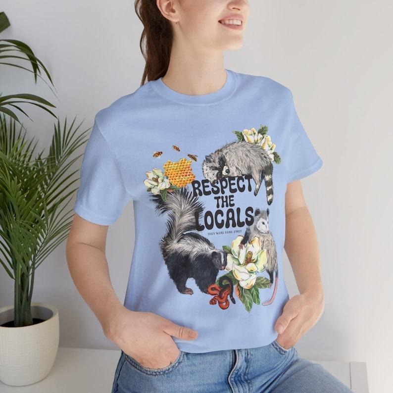 Respect Them Locals Shirt Opossum Possum Skunk Raccoon Bees Honey Respect Locals Comfort Colors Beach Shirt Save Se Casual
