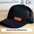 Minimalist Mama Hat Leather Patch Hat Mom Hat Richardson Trucker Hat Laser Engraved Veteran Owned
