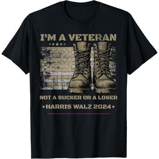 Veterans Kamala Harris Tim Walz 2024 Election USA Flag White