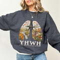 Vintage YHWH Lungs Every Breath Speaks His Name Bible Verse Long Sleeved Christian Faith Church