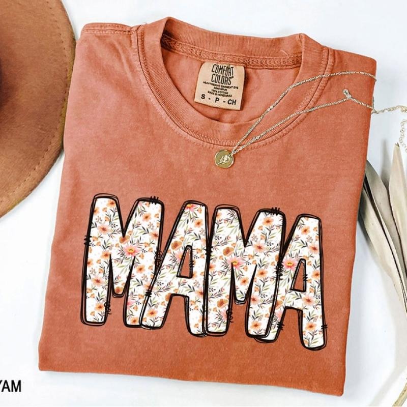 Vintage Floral Mama Mama Strong Woman Shirt Mama T Shirtstyle{N002}2