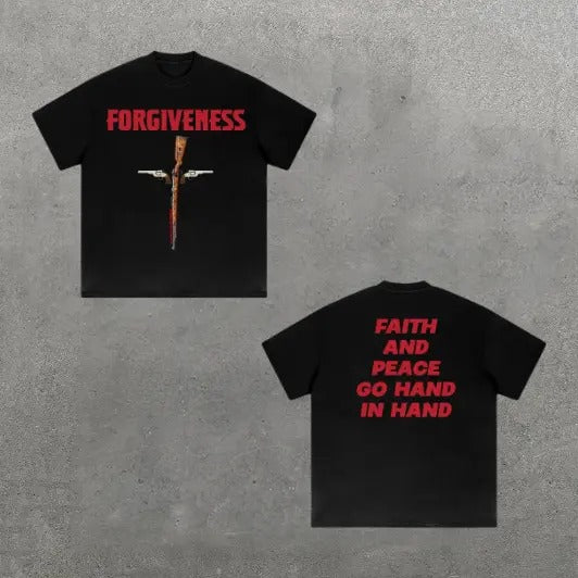 Weapon Redemption & Faith & Letter Print Cotton Y2k Shirt