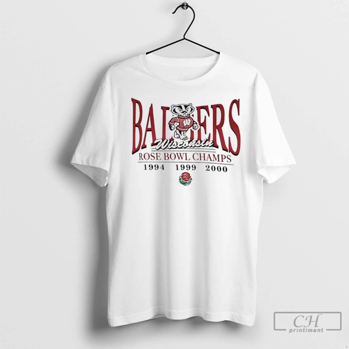 Wisconsin Badgers 1994 1999 2000 Rose Bowl Champs Mascot T Shirts