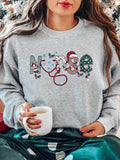 Letter Print Drop Shoulder Casual Long Sleeve Round Neck Daily Clothes All Seasons