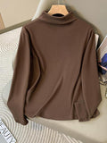 Letter Print Mock Neck Casual Long Sleeve Fall & Winter Clothes Daily