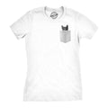 Pocket Cat Funny Printed Peeking Kitten Funny Cute Slimming Top Comfortable Soft Womenswear White