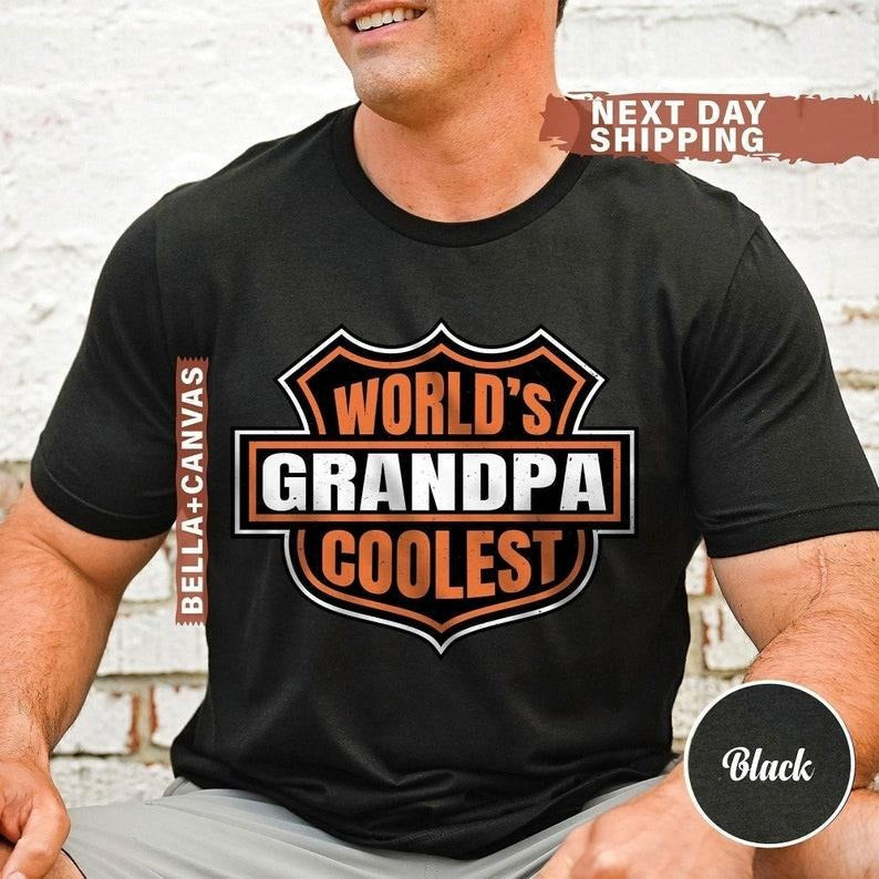 World'S Coolest Grandpa Shirt New Grandpa Announcement Motorcycle Grandpa Funny & Cool Grandpa Womenswear